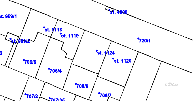 Parcela st. 1124 v KÚ Havlíčkův Brod, Katastrální mapa