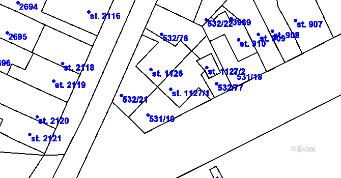 Parcela st. 1127/1 v KÚ Havlíčkův Brod, Katastrální mapa