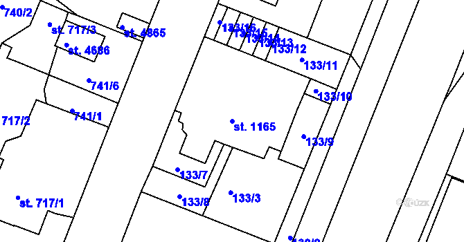 Parcela st. 1165 v KÚ Havlíčkův Brod, Katastrální mapa