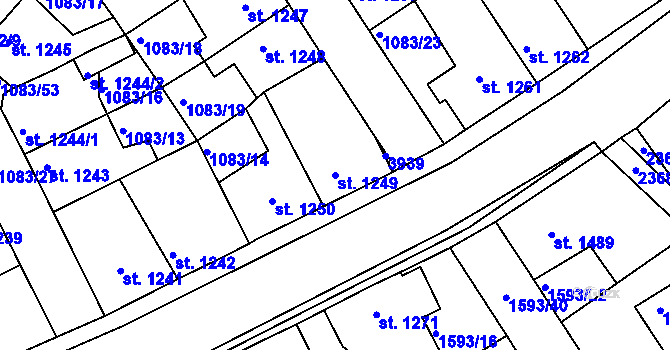 Parcela st. 1249 v KÚ Havlíčkův Brod, Katastrální mapa