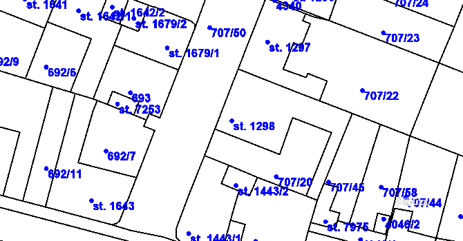 Parcela st. 1298 v KÚ Havlíčkův Brod, Katastrální mapa