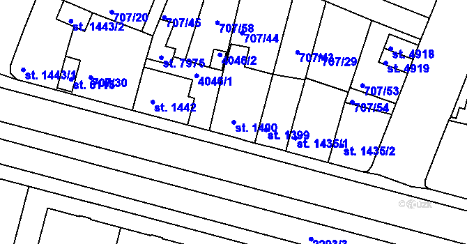 Parcela st. 1400 v KÚ Havlíčkův Brod, Katastrální mapa