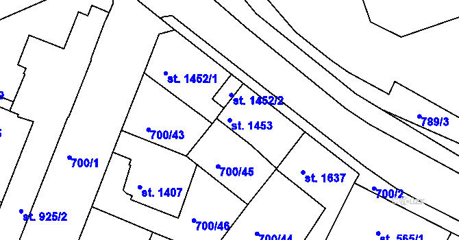 Parcela st. 1453 v KÚ Havlíčkův Brod, Katastrální mapa