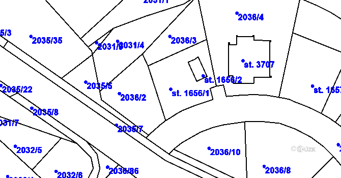 Parcela st. 1656/1 v KÚ Havlíčkův Brod, Katastrální mapa