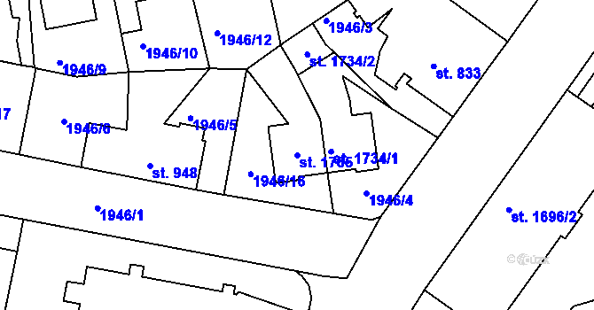 Parcela st. 1735 v KÚ Havlíčkův Brod, Katastrální mapa