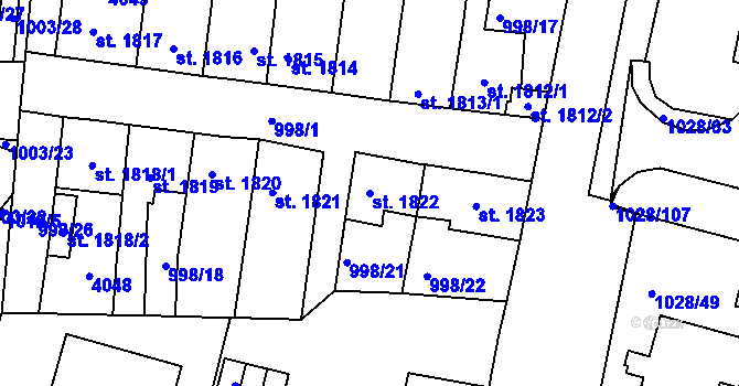 Parcela st. 1822 v KÚ Havlíčkův Brod, Katastrální mapa