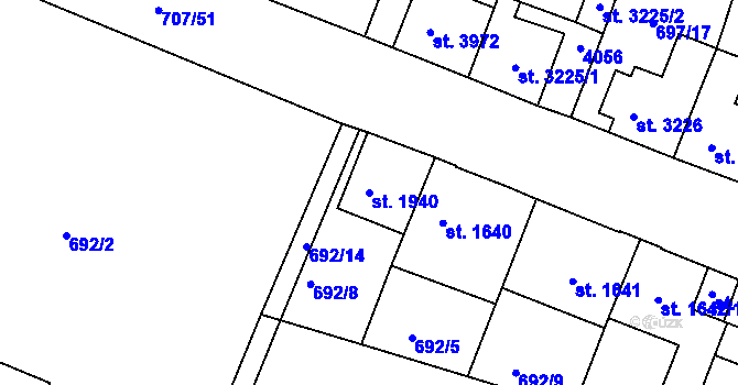 Parcela st. 1940 v KÚ Havlíčkův Brod, Katastrální mapa