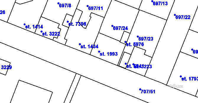 Parcela st. 1993 v KÚ Havlíčkův Brod, Katastrální mapa