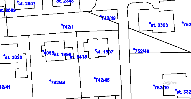 Parcela st. 1997 v KÚ Havlíčkův Brod, Katastrální mapa