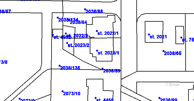 Parcela st. 2023/1 v KÚ Havlíčkův Brod, Katastrální mapa
