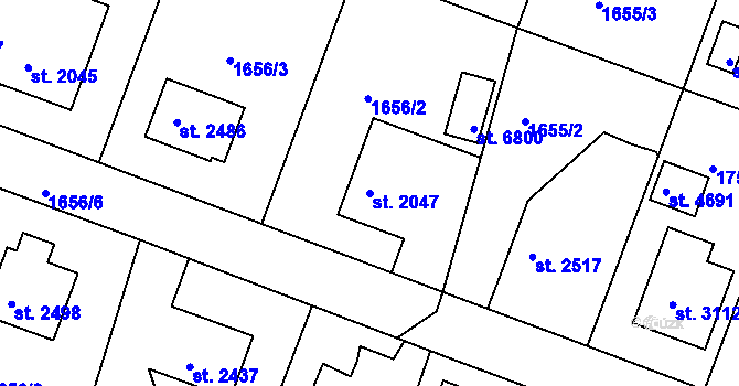 Parcela st. 2047 v KÚ Havlíčkův Brod, Katastrální mapa