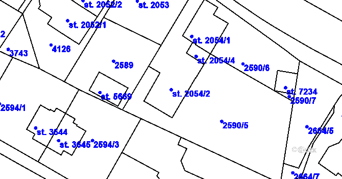 Parcela st. 2054/2 v KÚ Havlíčkův Brod, Katastrální mapa