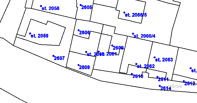 Parcela st. 2061 v KÚ Havlíčkův Brod, Katastrální mapa