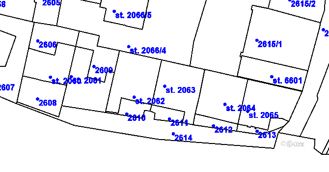 Parcela st. 2063 v KÚ Havlíčkův Brod, Katastrální mapa