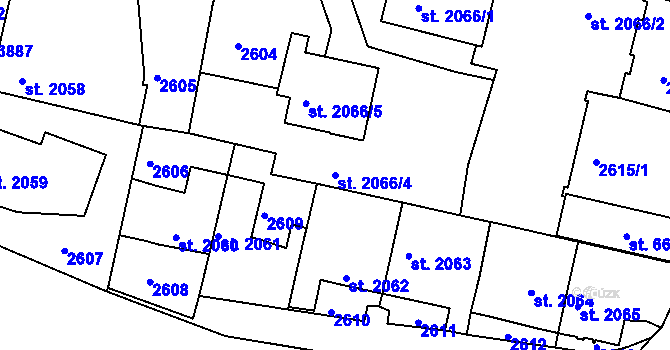 Parcela st. 2066/4 v KÚ Havlíčkův Brod, Katastrální mapa
