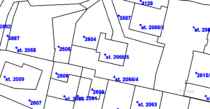 Parcela st. 2066/5 v KÚ Havlíčkův Brod, Katastrální mapa