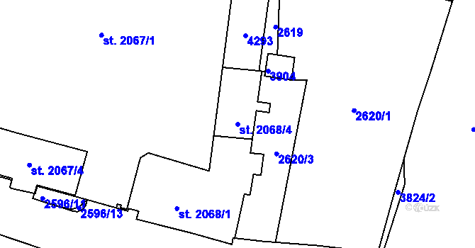 Parcela st. 2068/4 v KÚ Havlíčkův Brod, Katastrální mapa