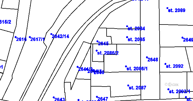 Parcela st. 2086/2 v KÚ Havlíčkův Brod, Katastrální mapa