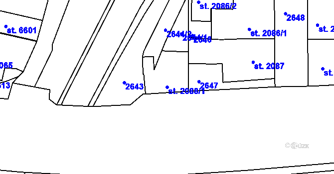 Parcela st. 2088/1 v KÚ Havlíčkův Brod, Katastrální mapa