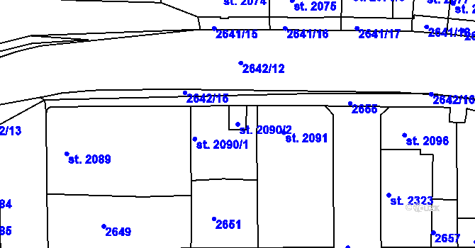 Parcela st. 2090/2 v KÚ Havlíčkův Brod, Katastrální mapa