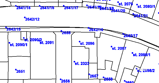 Parcela st. 2096 v KÚ Havlíčkův Brod, Katastrální mapa