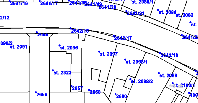 Parcela st. 2097 v KÚ Havlíčkův Brod, Katastrální mapa