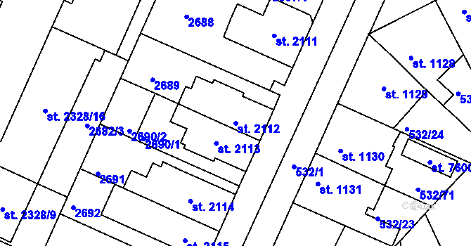 Parcela st. 2112 v KÚ Havlíčkův Brod, Katastrální mapa