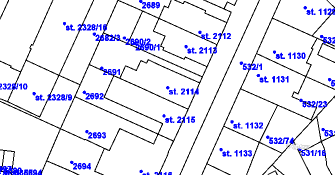 Parcela st. 2114 v KÚ Havlíčkův Brod, Katastrální mapa