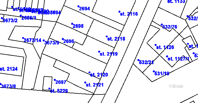 Parcela st. 2119 v KÚ Havlíčkův Brod, Katastrální mapa