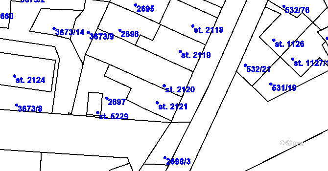 Parcela st. 2120 v KÚ Havlíčkův Brod, Katastrální mapa