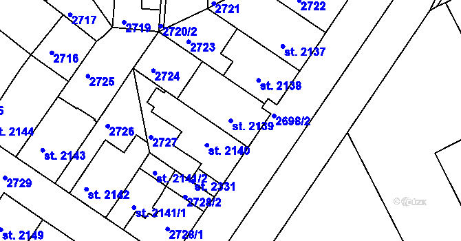 Parcela st. 2139 v KÚ Havlíčkův Brod, Katastrální mapa
