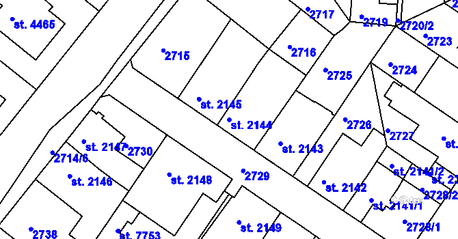 Parcela st. 2144 v KÚ Havlíčkův Brod, Katastrální mapa