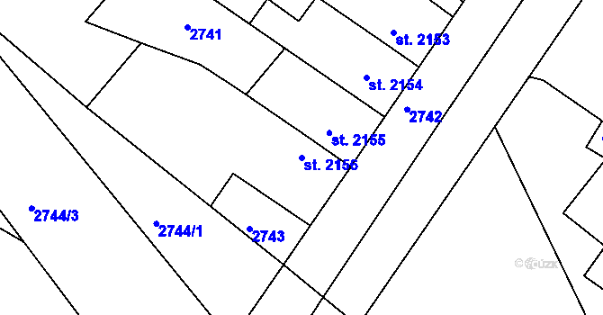 Parcela st. 2156 v KÚ Havlíčkův Brod, Katastrální mapa