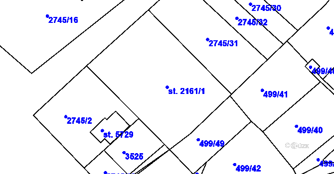 Parcela st. 2161/1 v KÚ Havlíčkův Brod, Katastrální mapa