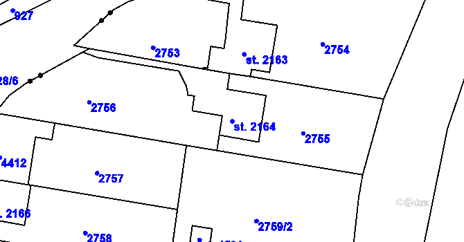 Parcela st. 2164 v KÚ Havlíčkův Brod, Katastrální mapa