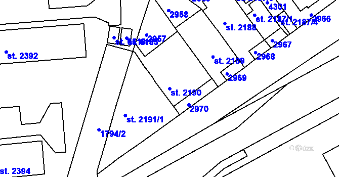 Parcela st. 2190 v KÚ Havlíčkův Brod, Katastrální mapa