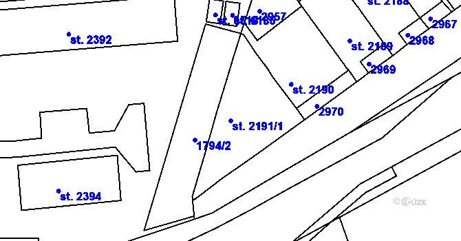 Parcela st. 2191/1 v KÚ Havlíčkův Brod, Katastrální mapa