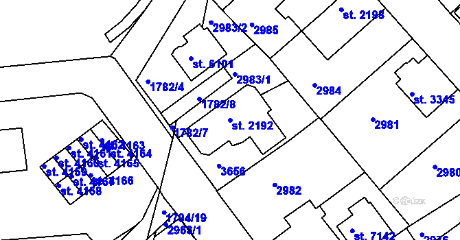 Parcela st. 2192 v KÚ Havlíčkův Brod, Katastrální mapa