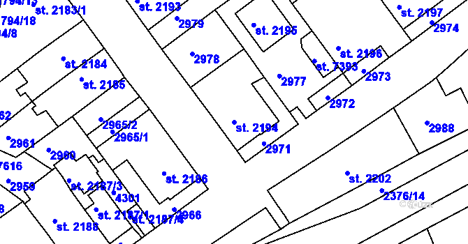 Parcela st. 2194 v KÚ Havlíčkův Brod, Katastrální mapa