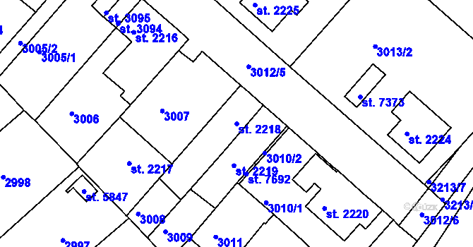 Parcela st. 2218 v KÚ Havlíčkův Brod, Katastrální mapa