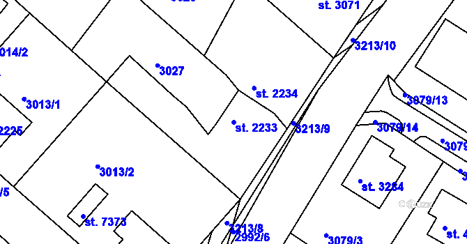 Parcela st. 2233 v KÚ Havlíčkův Brod, Katastrální mapa
