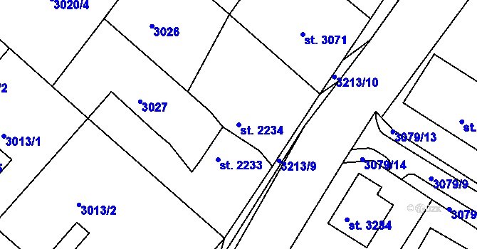 Parcela st. 2234 v KÚ Havlíčkův Brod, Katastrální mapa