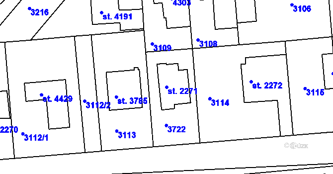 Parcela st. 2271 v KÚ Havlíčkův Brod, Katastrální mapa