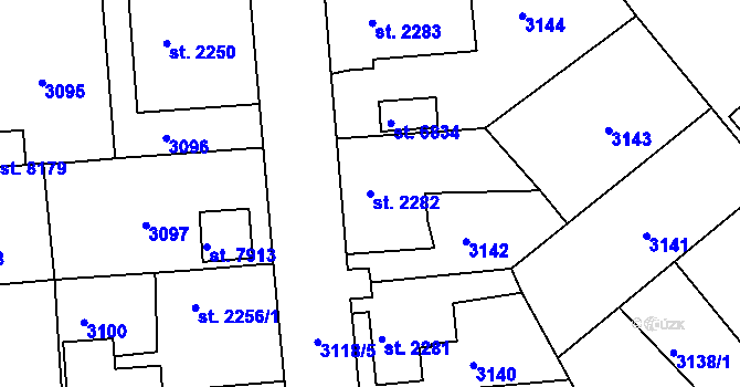 Parcela st. 2282 v KÚ Havlíčkův Brod, Katastrální mapa