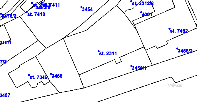 Parcela st. 2311 v KÚ Havlíčkův Brod, Katastrální mapa