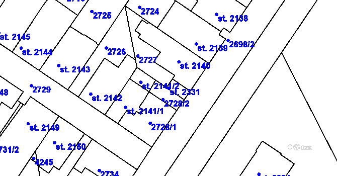 Parcela st. 2331 v KÚ Havlíčkův Brod, Katastrální mapa