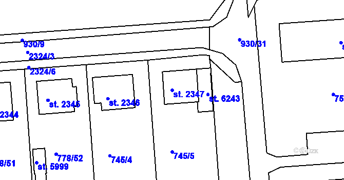 Parcela st. 2347 v KÚ Havlíčkův Brod, Katastrální mapa