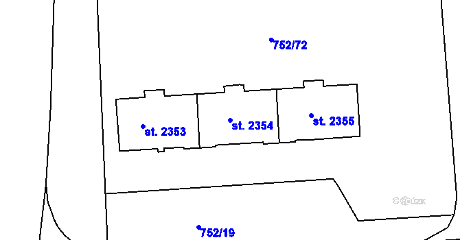 Parcela st. 2354 v KÚ Havlíčkův Brod, Katastrální mapa