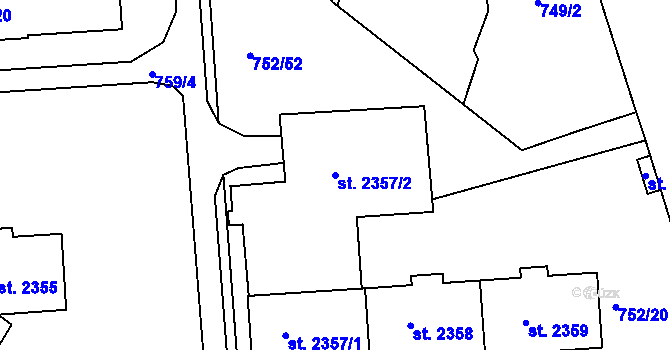 Parcela st. 2357/2 v KÚ Havlíčkův Brod, Katastrální mapa