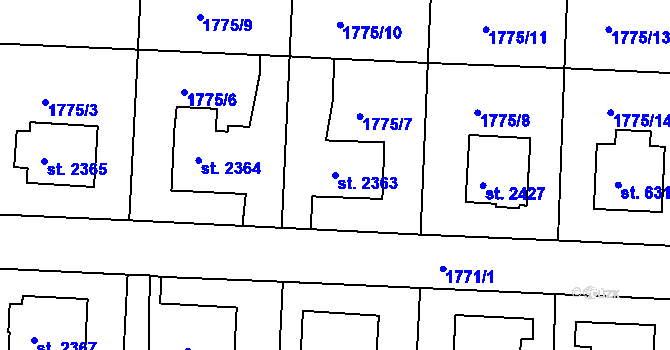 Parcela st. 2363 v KÚ Havlíčkův Brod, Katastrální mapa